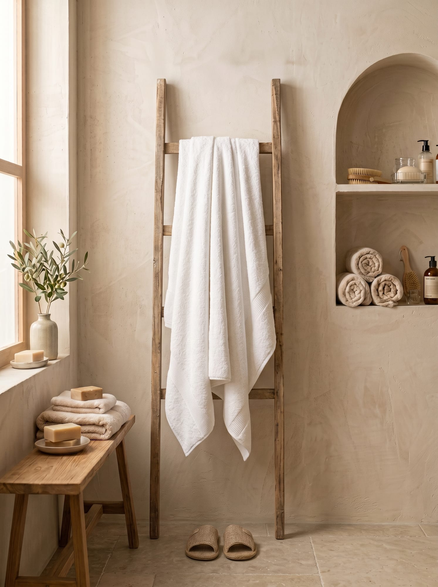 Banyo Havlusu Beyaz 75x140 cm (Tekli)
