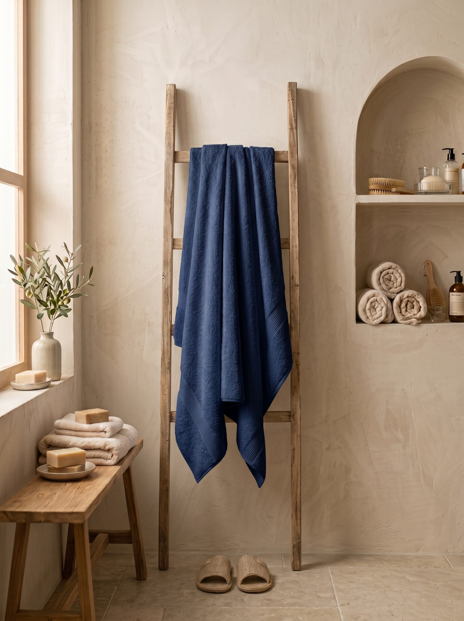 Banyo Havlusu Lacivert 75x140 cm (Tekli)
