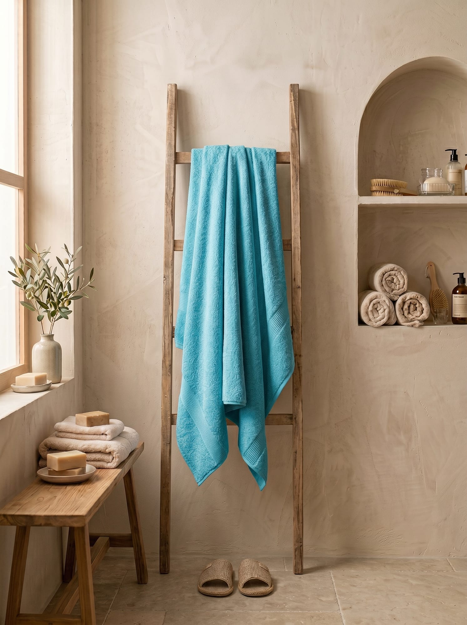 Banyo Havlusu Turkuaz 75x140 cm (Tekli)