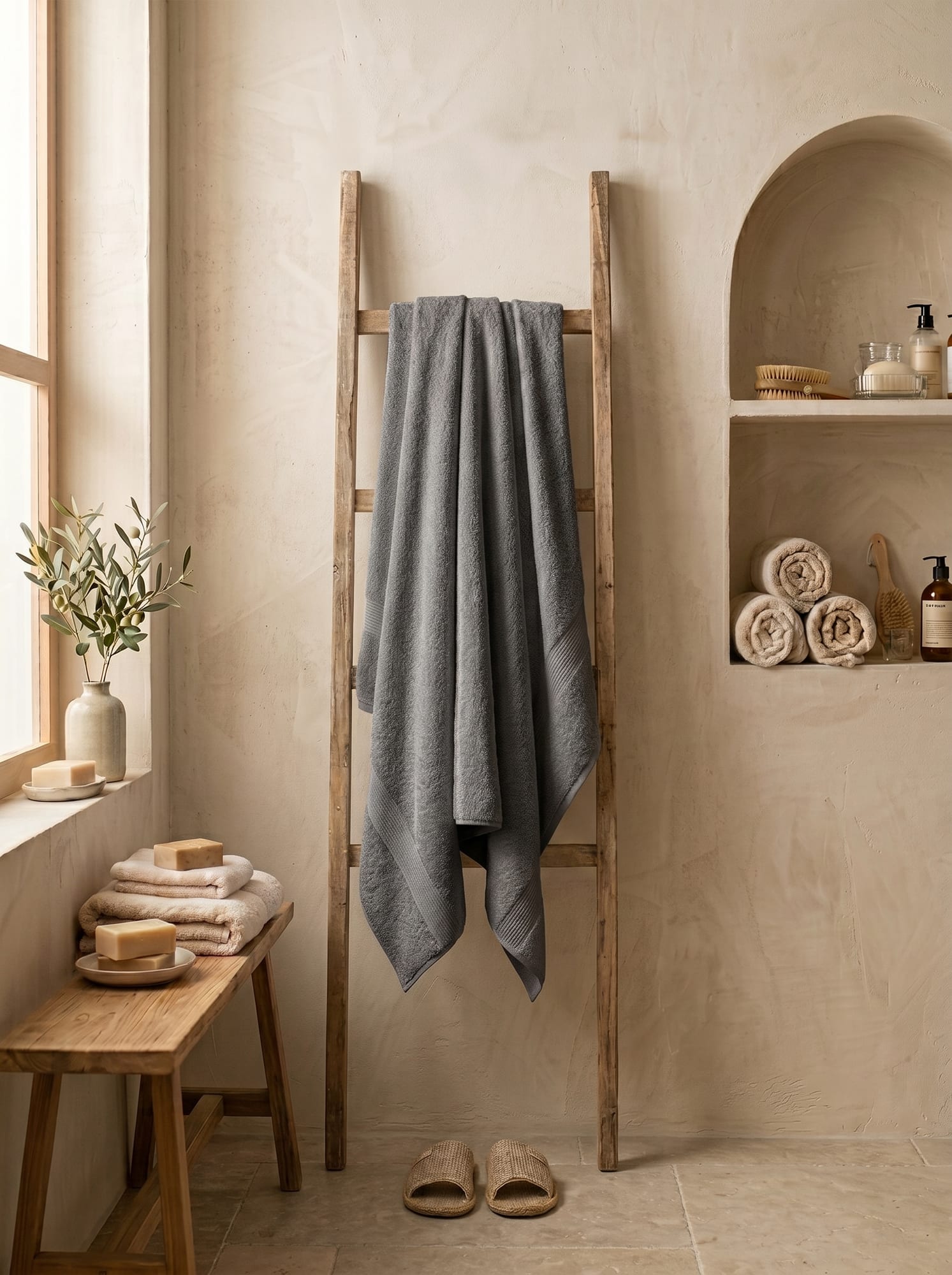 Banyo Havlusu Antrasit 75x140 cm (Tekli)