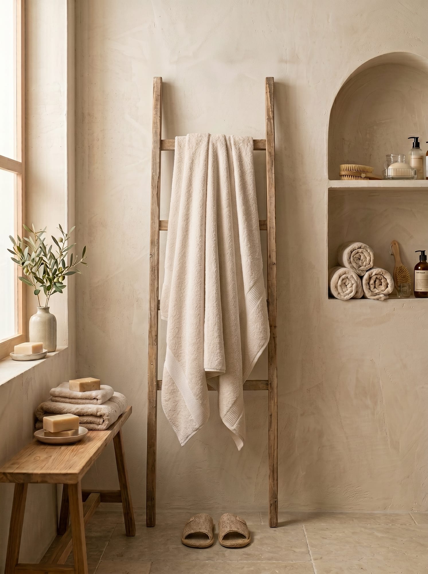 Banyo Havlusu Bej 75x140 cm (Tekli)