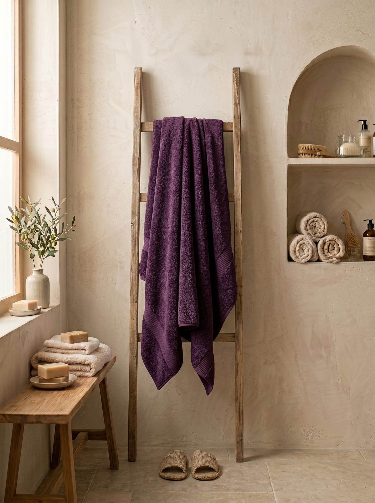 Banyo Havlusu Mor 75x140 cm (Tekli)